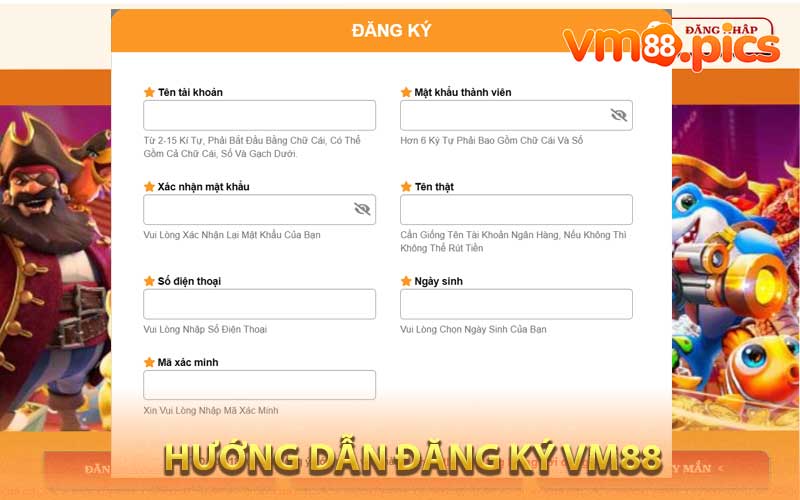 Hương dẫn đăng ký VM88 nhận 88K